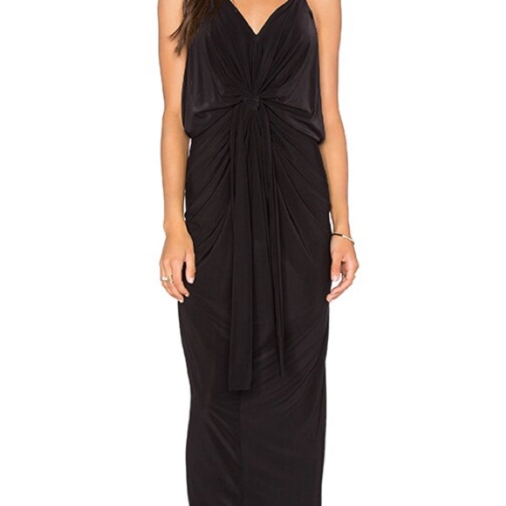 Misa Los Angeles Black Knot-Drape Maxi Dress